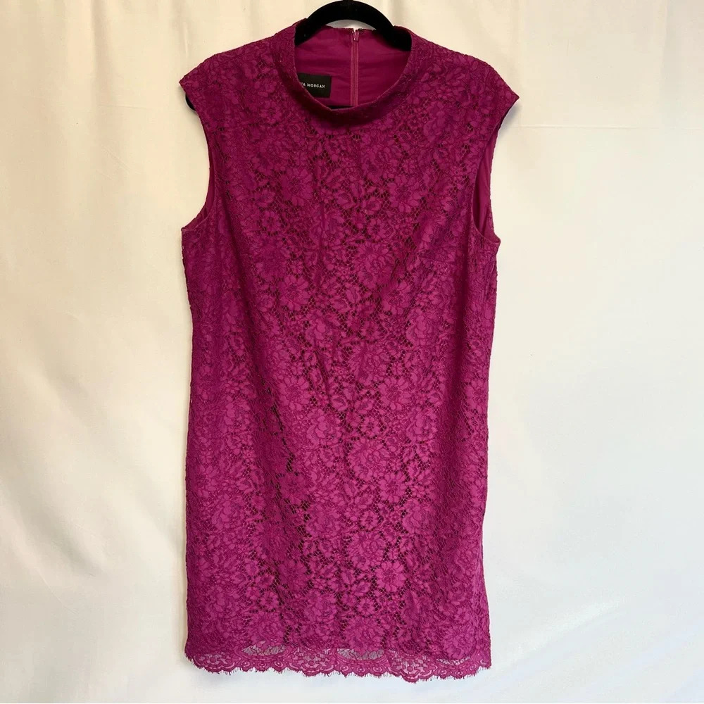 Torrid Magenta Fuschia Pink Sleeveless Floral Lace Midi Sheath Dress Size 14